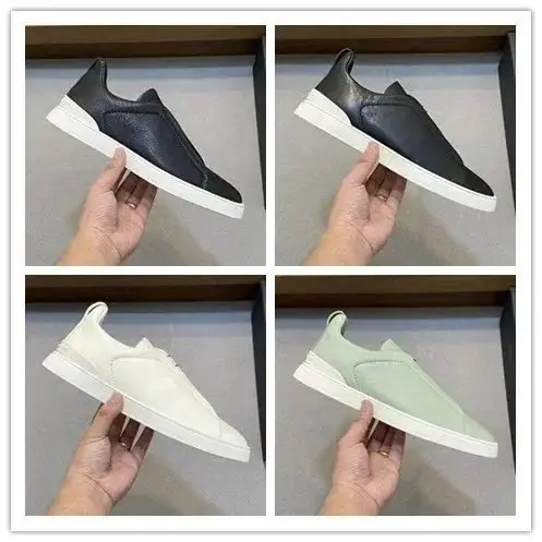 Zegna Leather Slip-On Sneakers