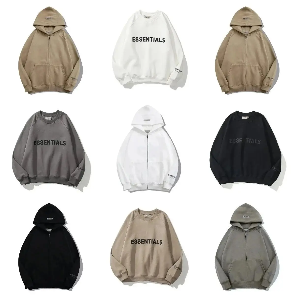 Fear of God ESSENTIALS Hoodie - 9 Color Variants Including Zip-Up & Crewneck Styles