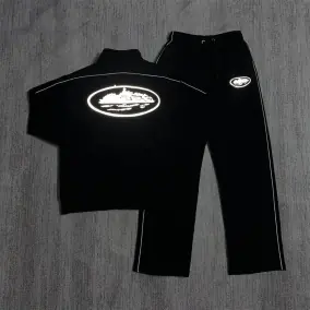 Corteiz 3M Tracksuit [Black with Reflective Print & Side Stripes]