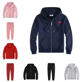 CDG Play Heart Hoodie & Pants Tracksuit Set
