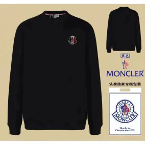 Moncler Black Sweatshirt with Chest Patch - Unisex Fashion