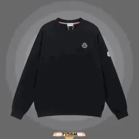 Moncler Men's Black Crewneck Sweatshirt with Patch Detail