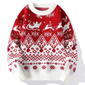 Christmas Ugly Sweater [Santa Sleigh & Snowflake Design]