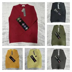 Stone Island Ribbed V-Neck Sweater