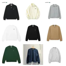 LACOSTE Classic Crewneck & Quarter-Zip Sweatshirts [9 styles]