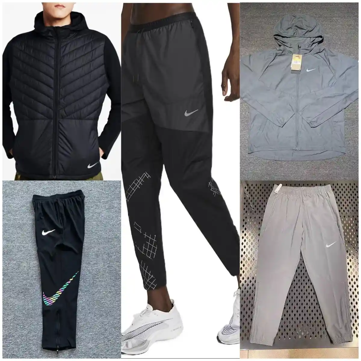 Nike Trail Running Hooded Jacket and Sweatpants Set - Black and Grey