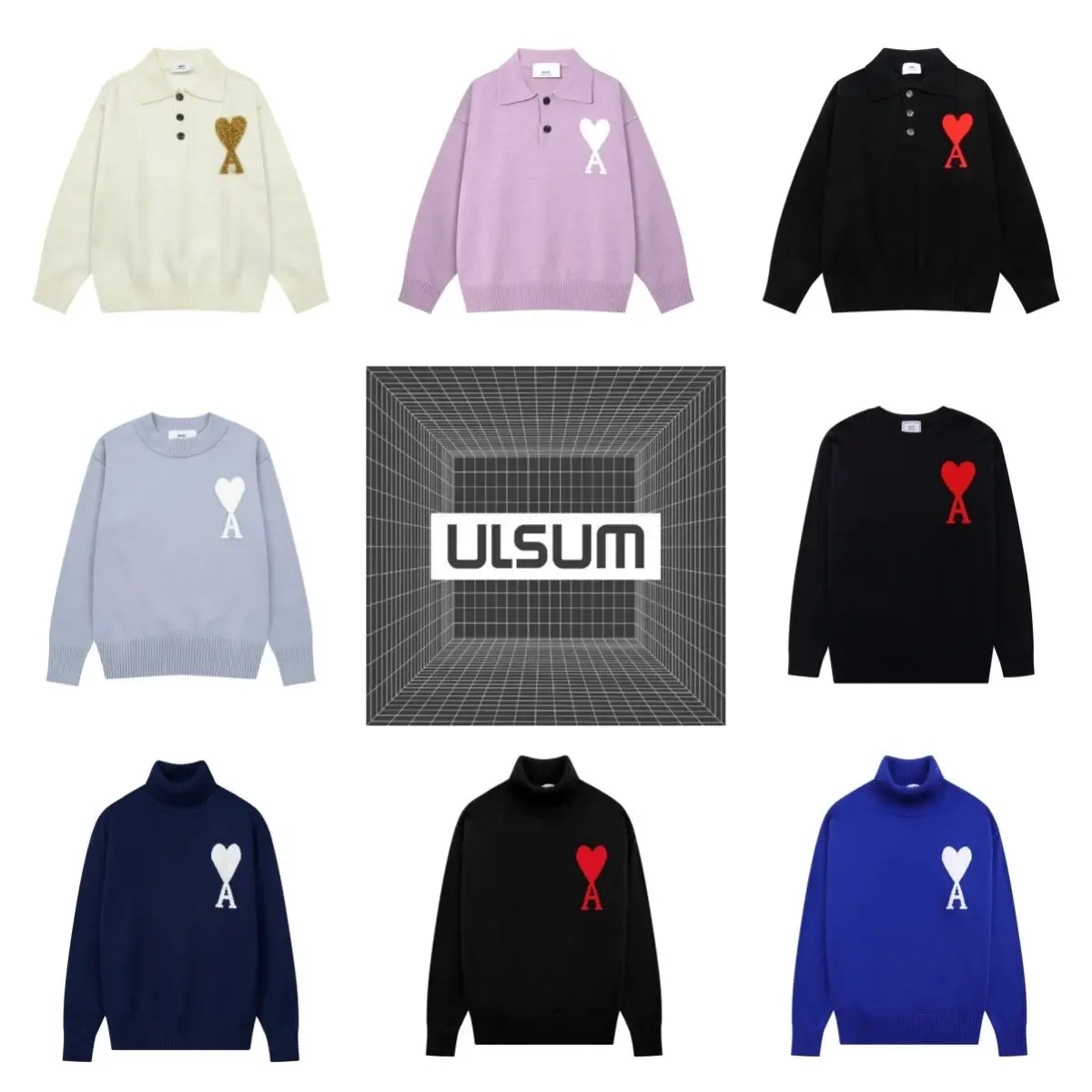 Ami Paris Heart Sweaters and Cardigans