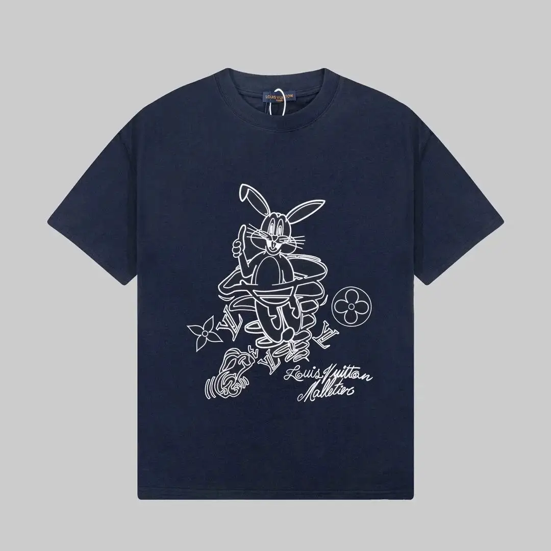 Louis Vuitton Navy Blue T-Shirt with Bunny Print
