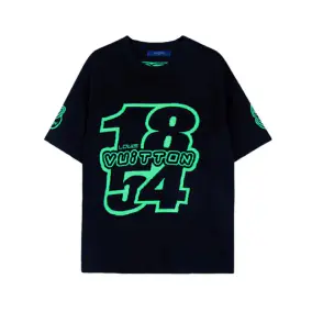 Men's Black T-Shirt with Green Graphic Print
