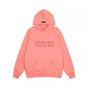 Fear of God Essentials Hoodie - Coral Pink Sweatshirt for Men and Women