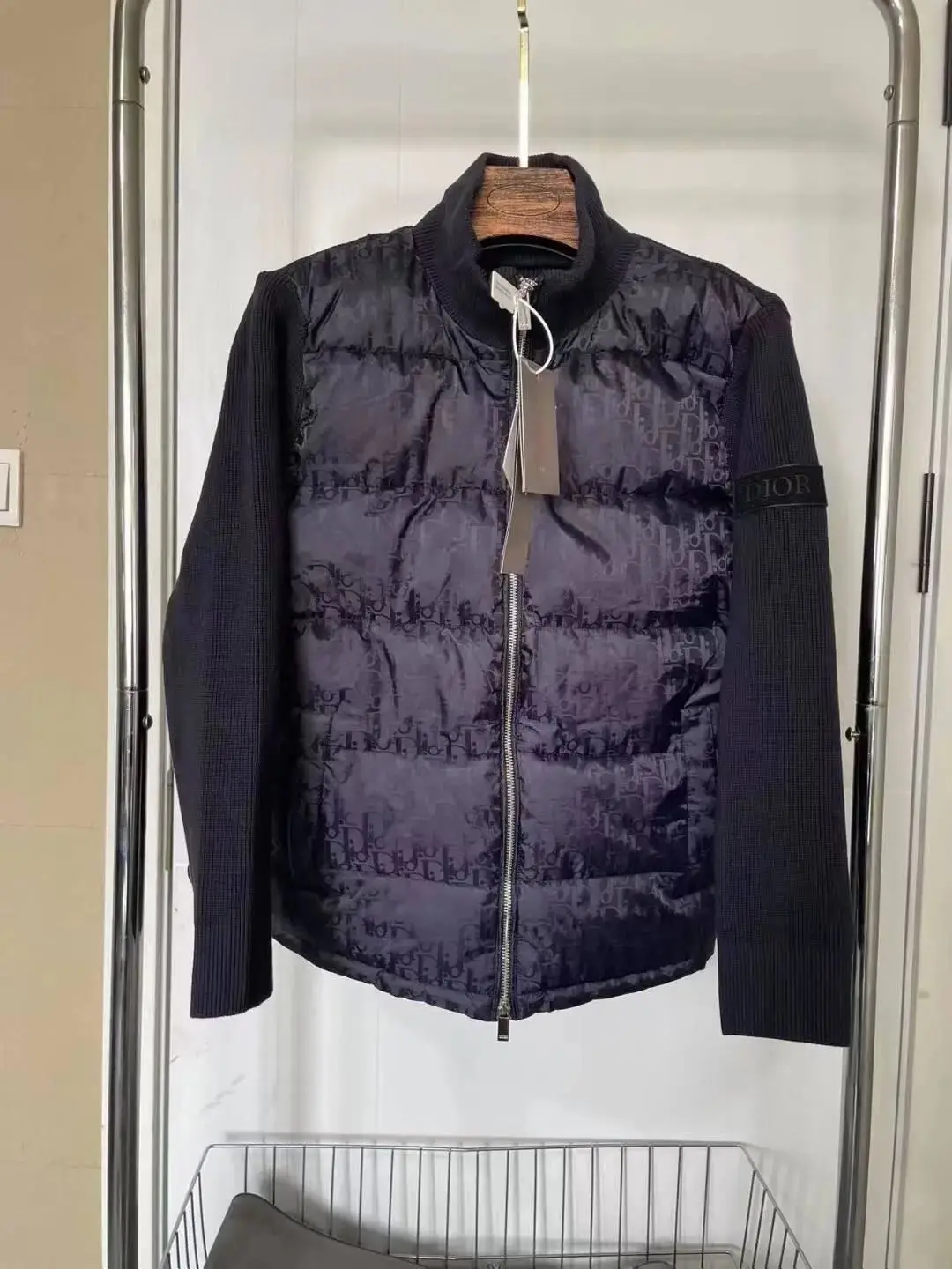 Dior Oblique Down Jacket/Sweater Hybrid with ZIP Closure