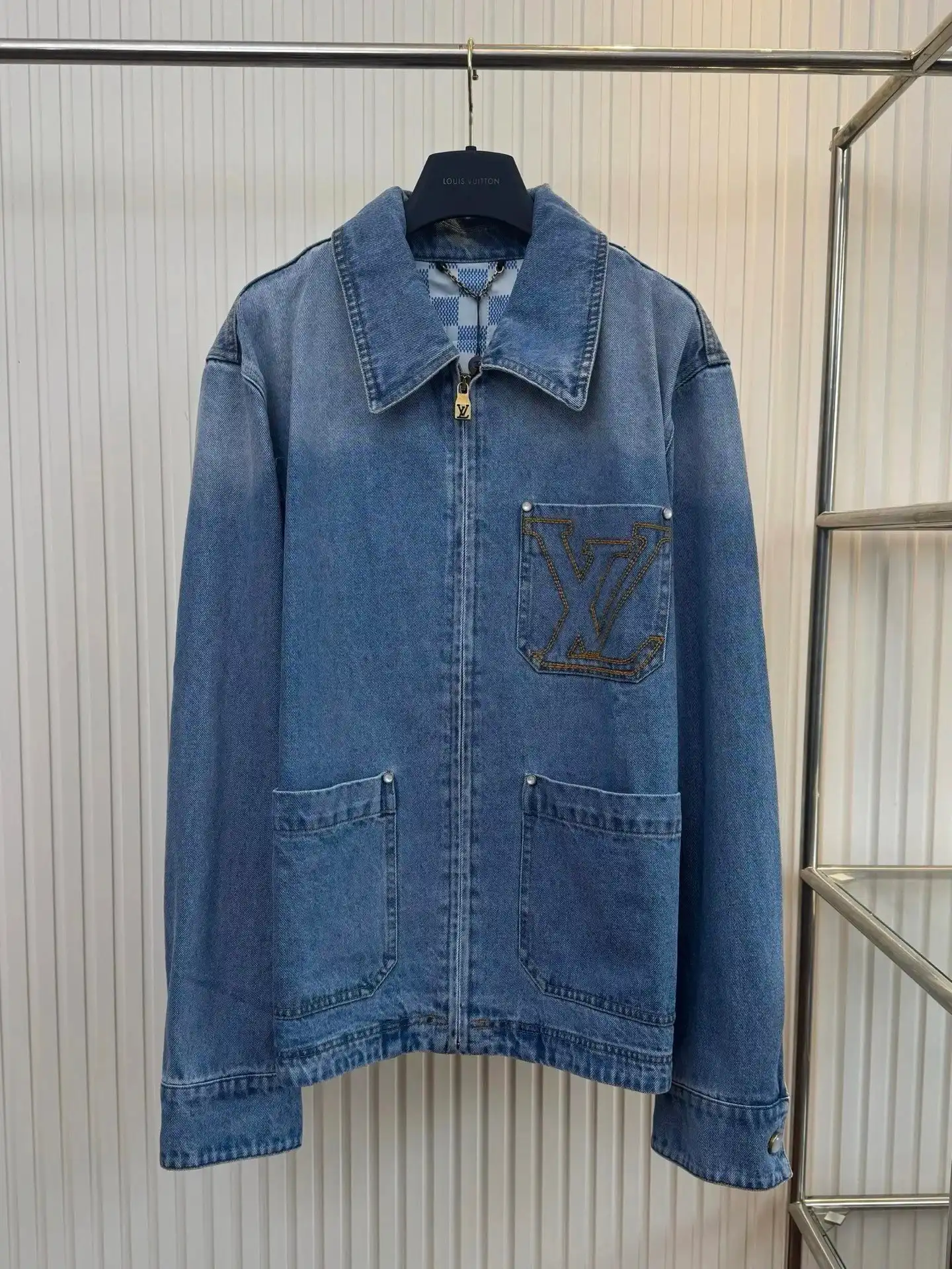 Denim Jacket with Pearl-Style Buttons