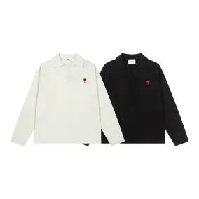 Ami Heart Ribbed Polo Sweater [2 styles]