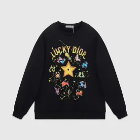 Dior Lucky Long Sleeve Colorful Printed Round Neck Casual Top [15 styles]