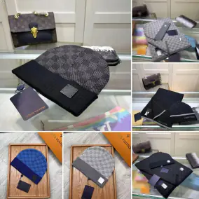 Louis Vuitton Damier Beanie & Scarf Set