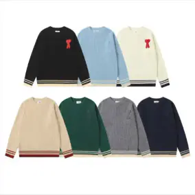 AMI Paris Ribbed Sweater with Bow Embroidery [7 Colors Available]