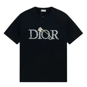 Dior Men's Black T-Shirt with Embroidered Detail