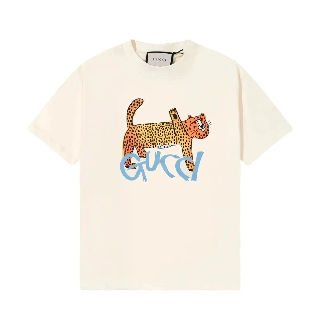 Leopard Print T-Shirt for Men - White Cotton Tee