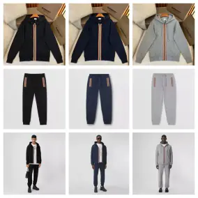 Burberry Stripe Zip-Up Hoodie & Jogger Set