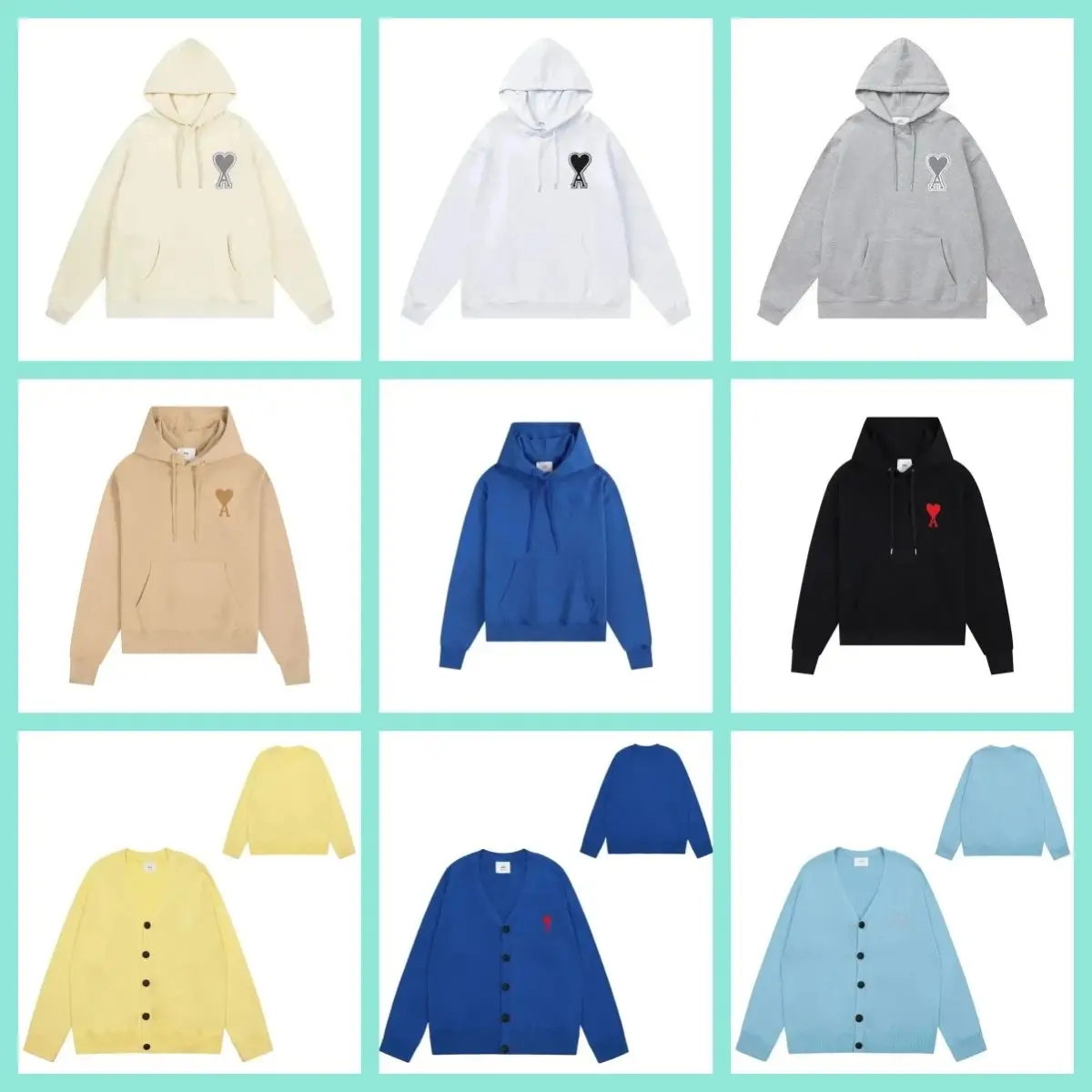 Ami Paris Heart Hoodie & Cardigan Sweater Collection