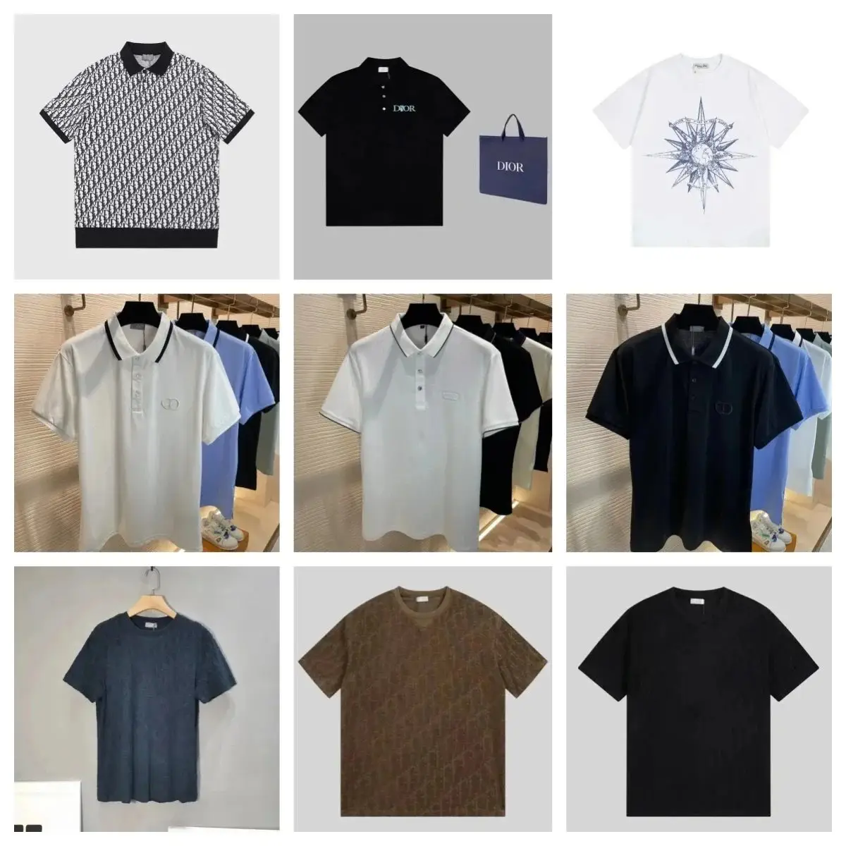 Dior Men's Black Polo Shirt and Tote Bag Set