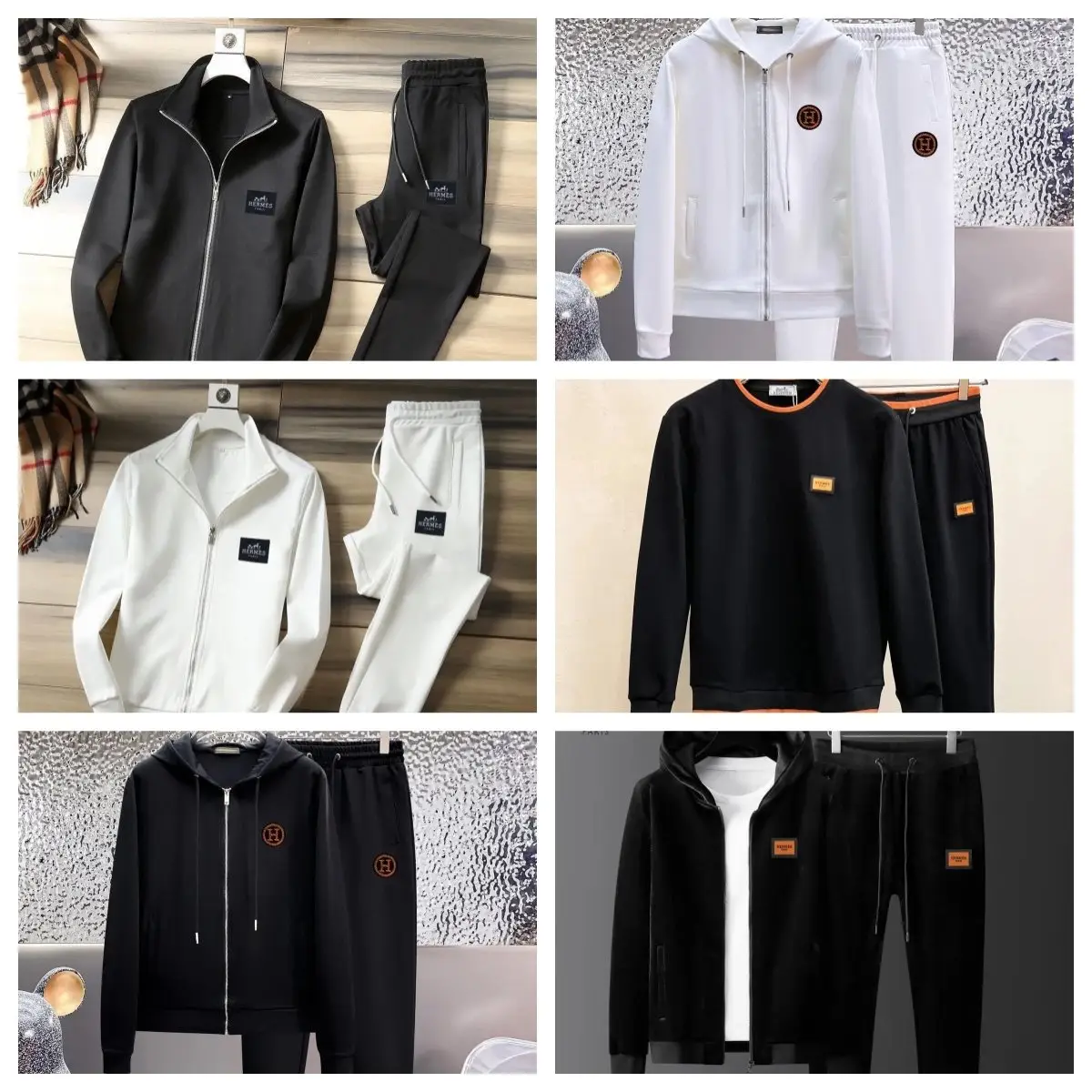 Black Zip-Up Tracksuit Set