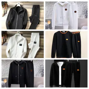 Black Zip-Up Tracksuit Set