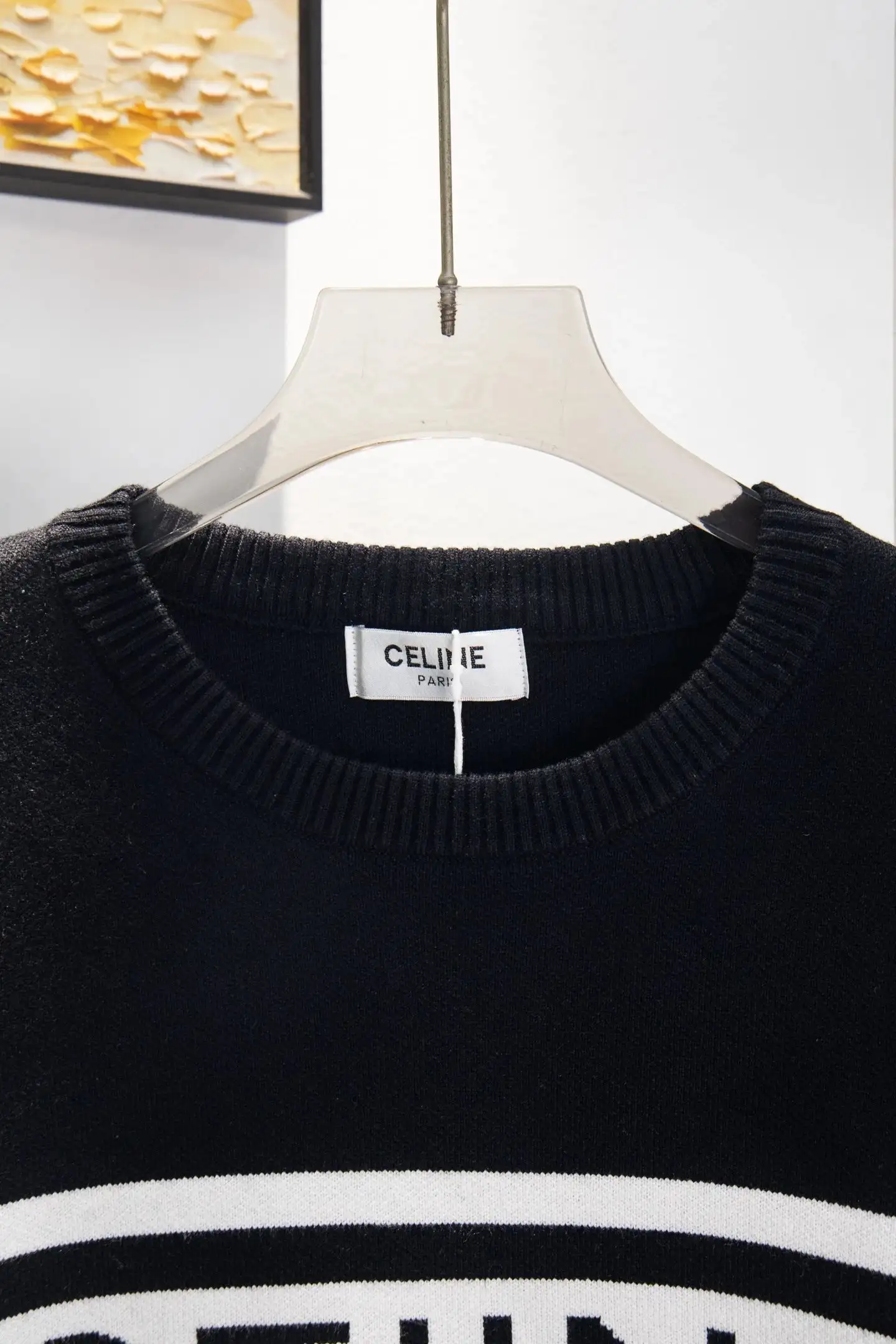 Black sweater collar detail