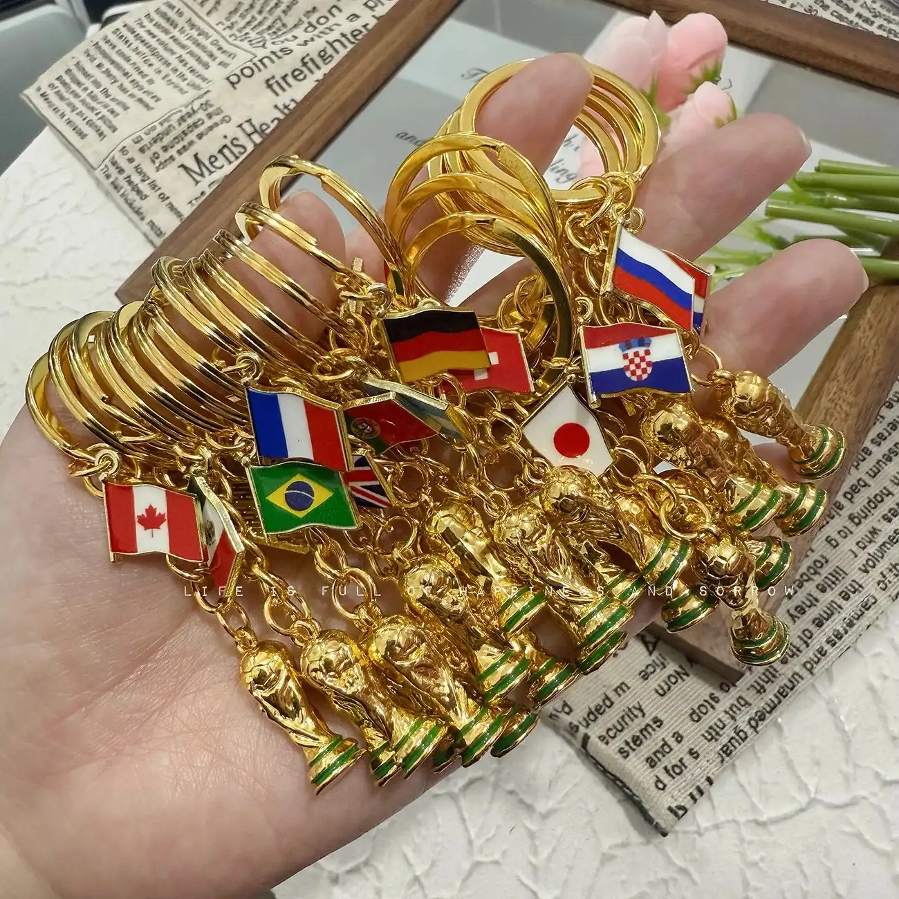 World Cup flag keychain detail view
