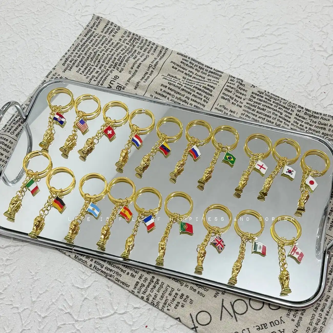 World Cup flag keychain full view