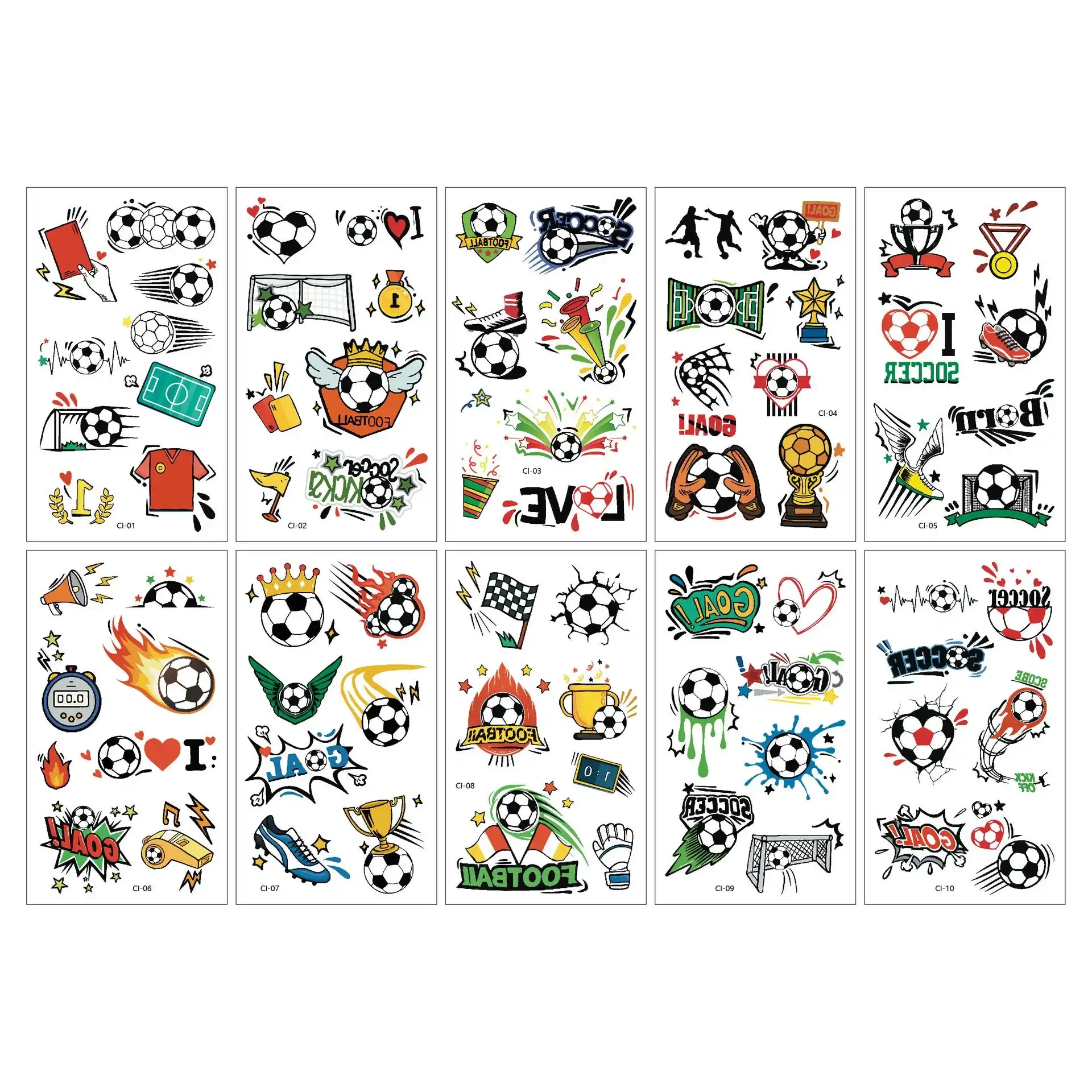 Temporary football face tattoo sticker designs close-up