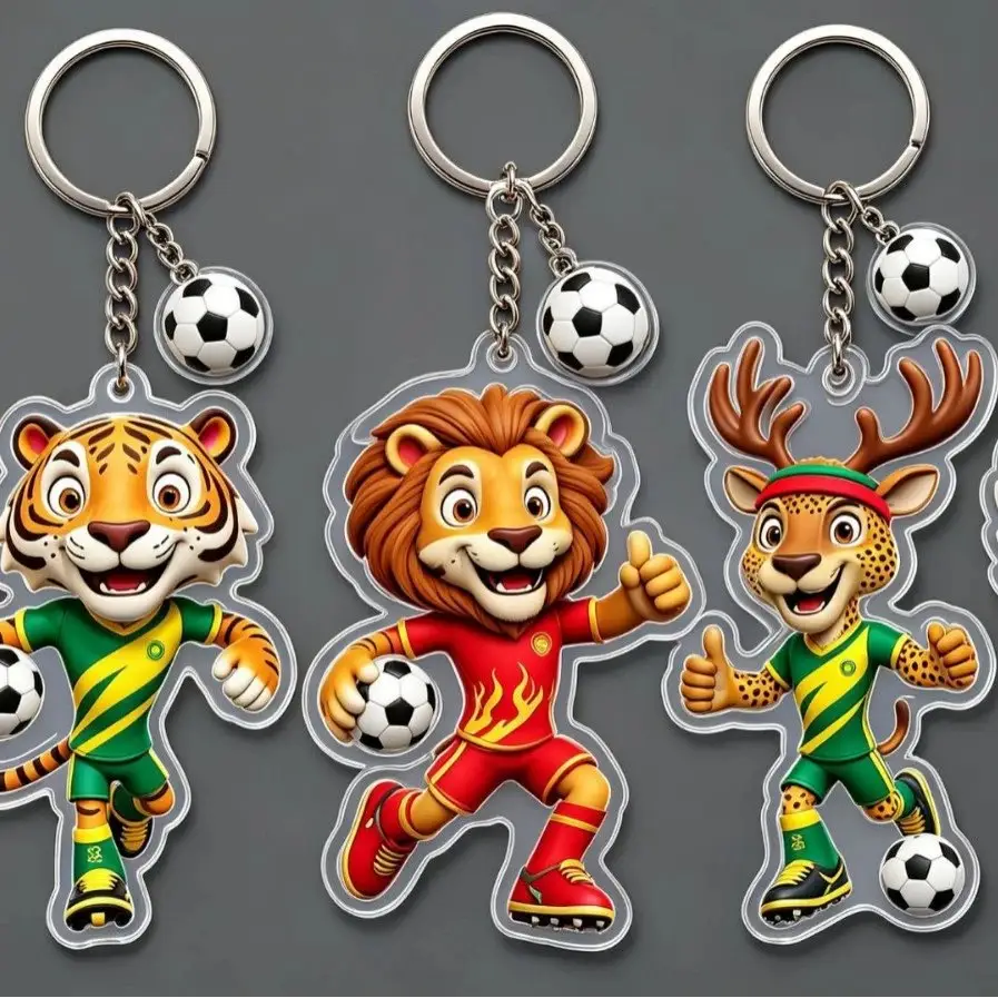 2026 World Cup Mascot Acrylic Keychain Cartoon Animal Pendant Football Bag Ornament