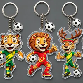 2026 World Cup Mascot Acrylic Keychain Cartoon Animal Pendant Football Bag Ornament