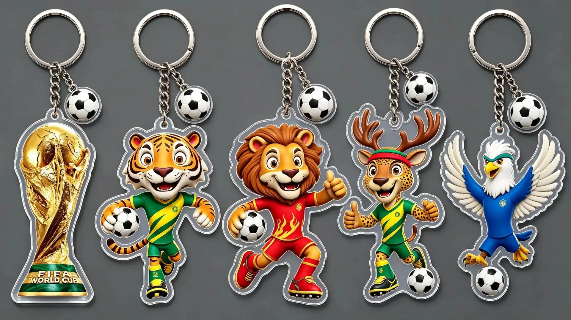 2026 World Cup mascot acrylic keychain view 1