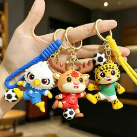 New Football Keychain Pendant Gift Deer Eagle Cheetah