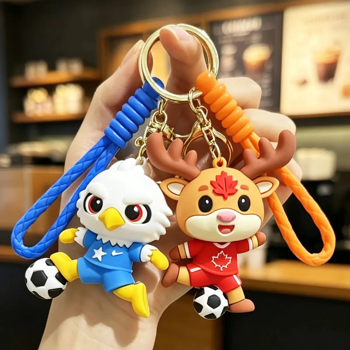 football keychain electroplated white eagle pendant