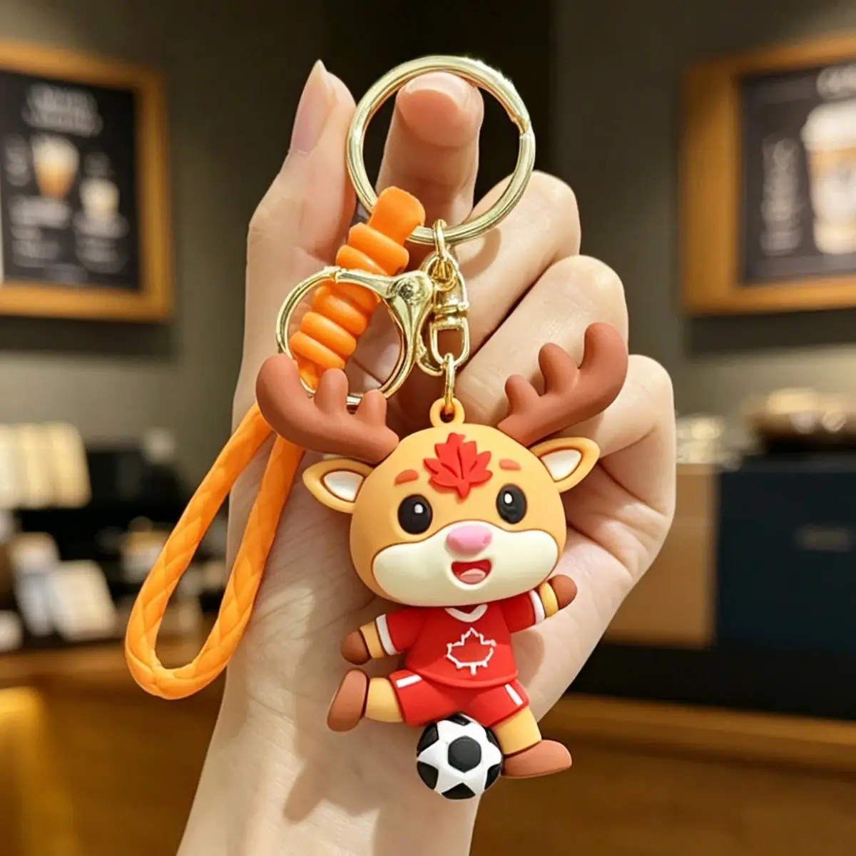 football keychain pendant detail view